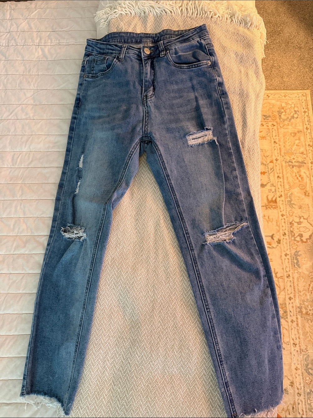 Distressed High-Rise Skinny Jeans - Blue